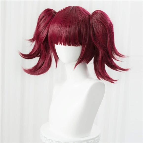 Short Curly Red Pigtails Wig with Bangs for Women Girls Cosplay Wig main image 3